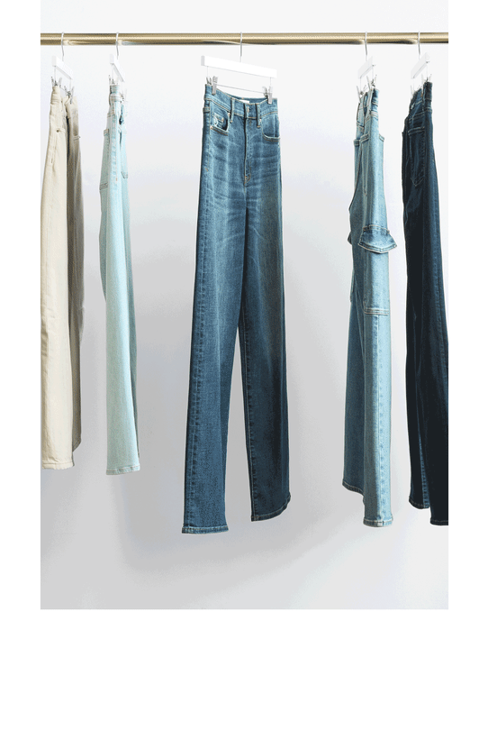 Stitch Fix women’s clothing: wide-leg denim, dark-wash denim, light-wash cropped jeans, cargo jeans.