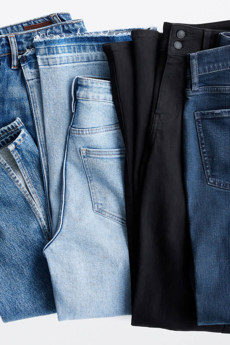 Models wearing Stitch Fix women’s clothing: collared button-down, wide-leg denim, flannel shirt.